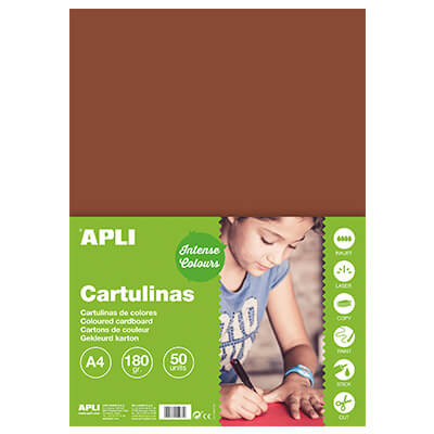 Pack 50 cartulinas A4 170g marrón