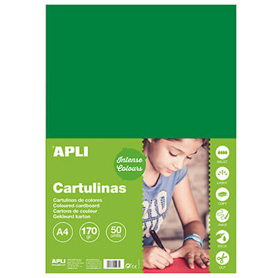 Pack 50 cartulinas A4 170g verde oscuro