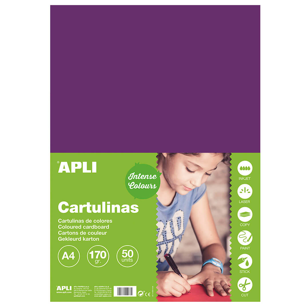 Pack 50 cartulinas A4 170g morado
