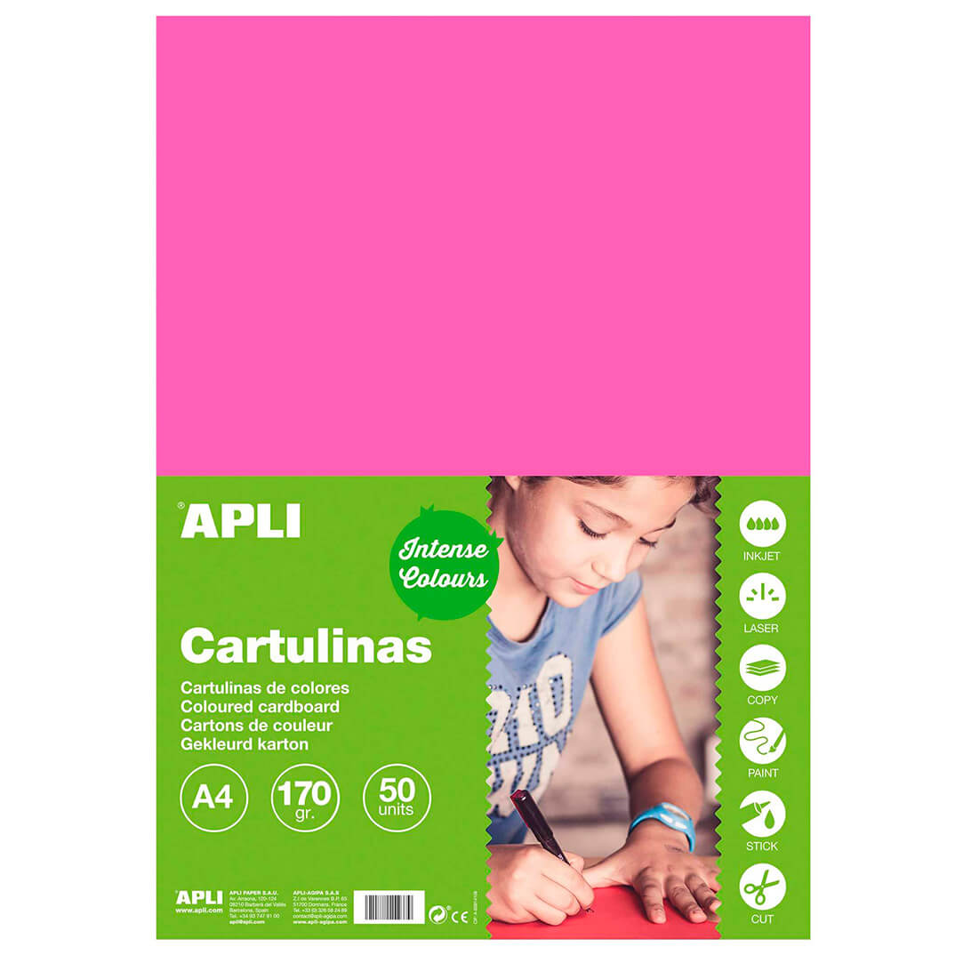 Pack 50 cartulinas A4 170g fucsia