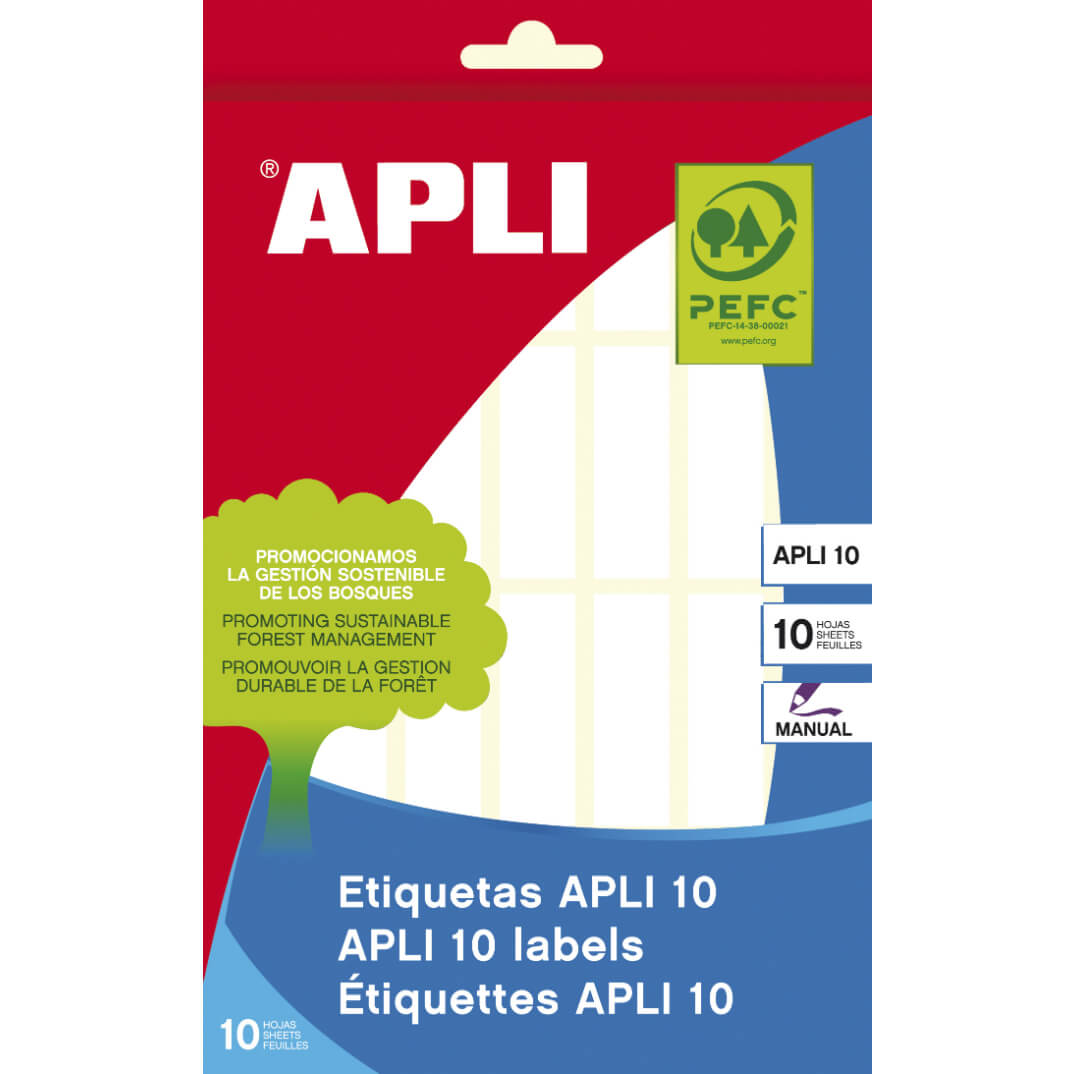 Sobre etiquetas adhesivas Apli-10 13x40mm