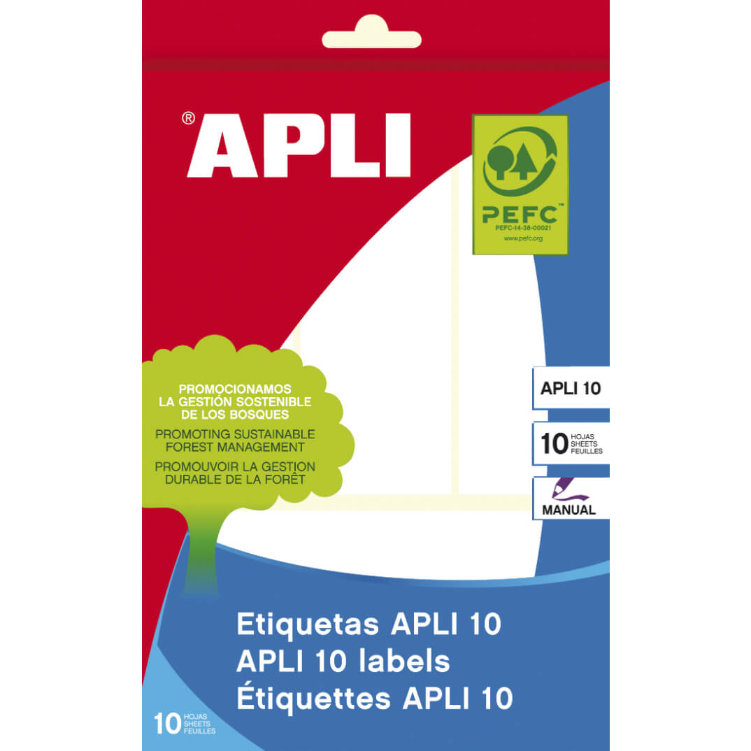 Sobre etiquetas adhesivas Apli-10 38x102mm