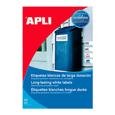 Etiqueta blanca imtempèrie 199.6x143.5mm 20 fulls