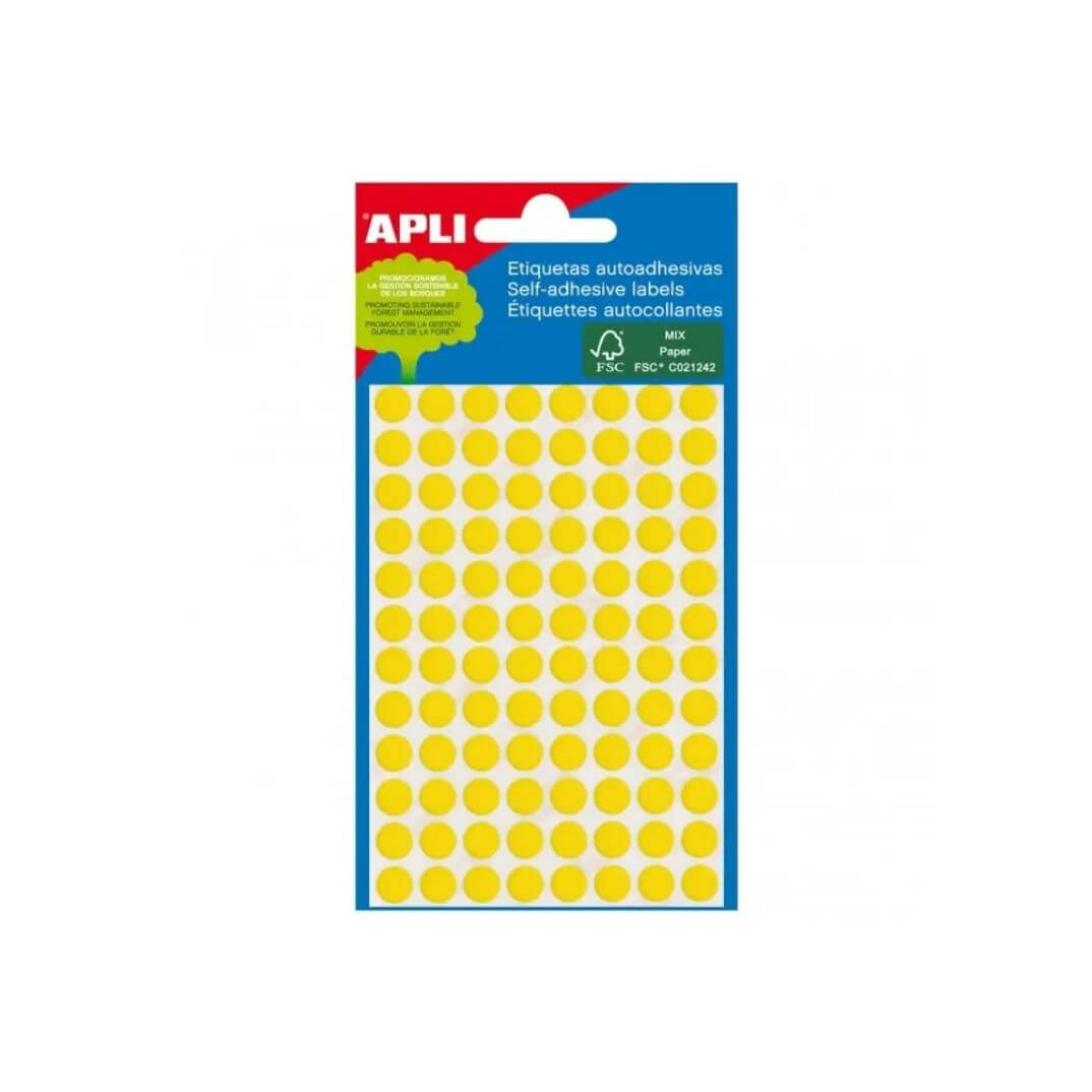 Sobre etiquetes adhesives Apli 8mm color groc