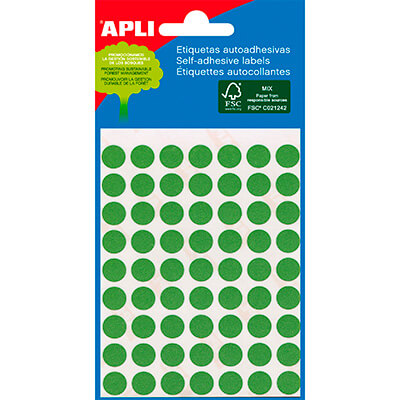 Sobre etiquetes adhesives Apli 8mm color verd