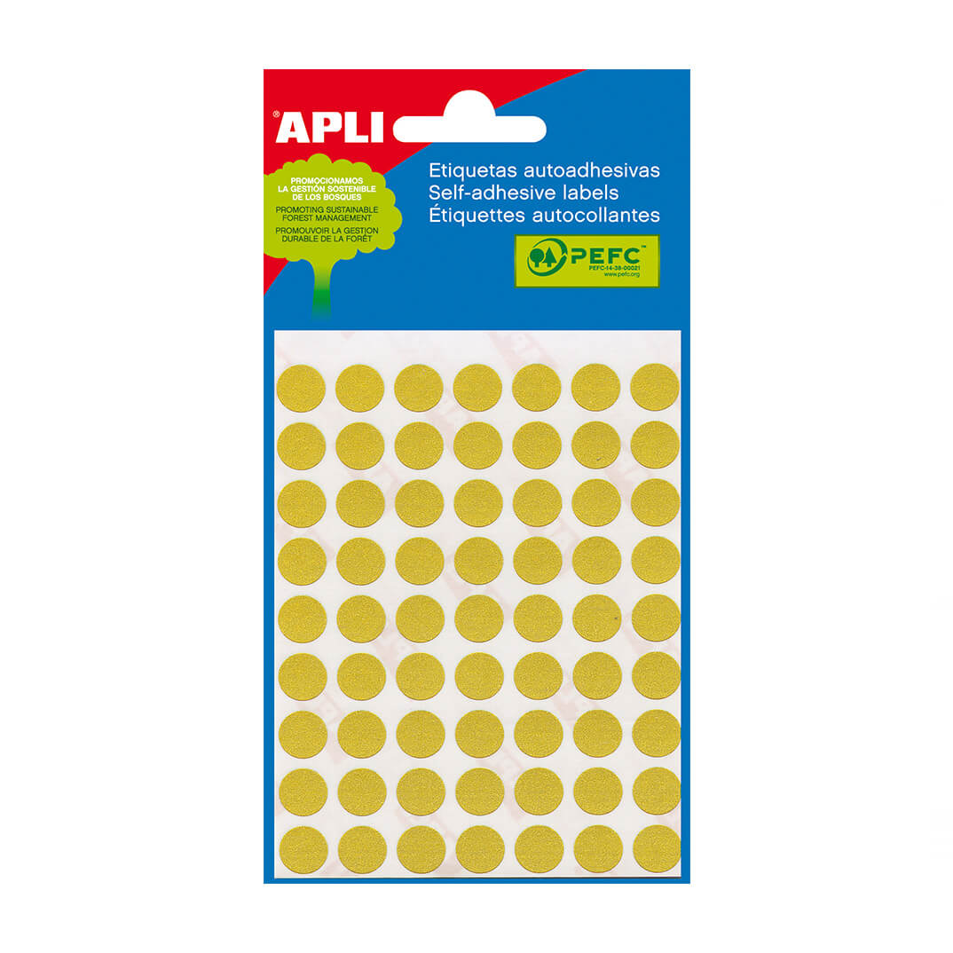 Sobre etiquetes adhesives Apli 10mm color groc