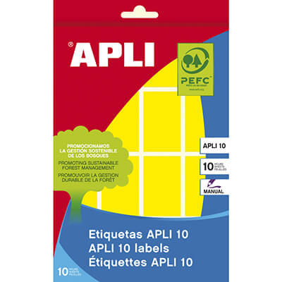 Sobre etiquetas adhesivas Apli-8 25x40mm amarillas