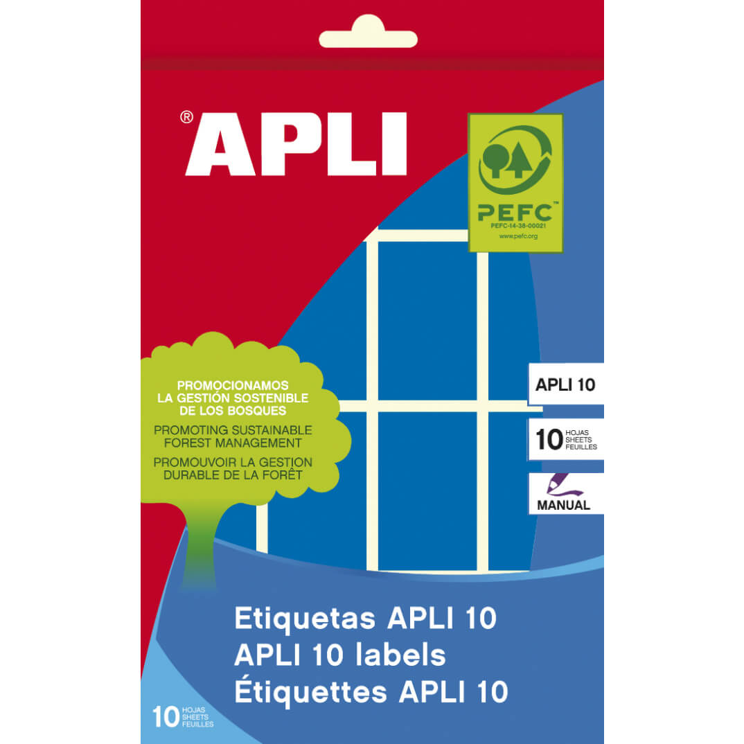 Sobre etiquetas adhesivas Apli-8 25x40mm azules