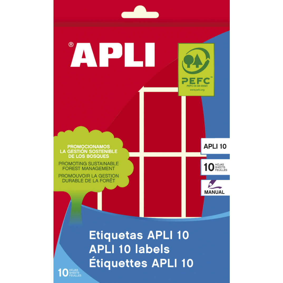 Sobre etiquetas adhesivas Apli-8 25x40mm rojas