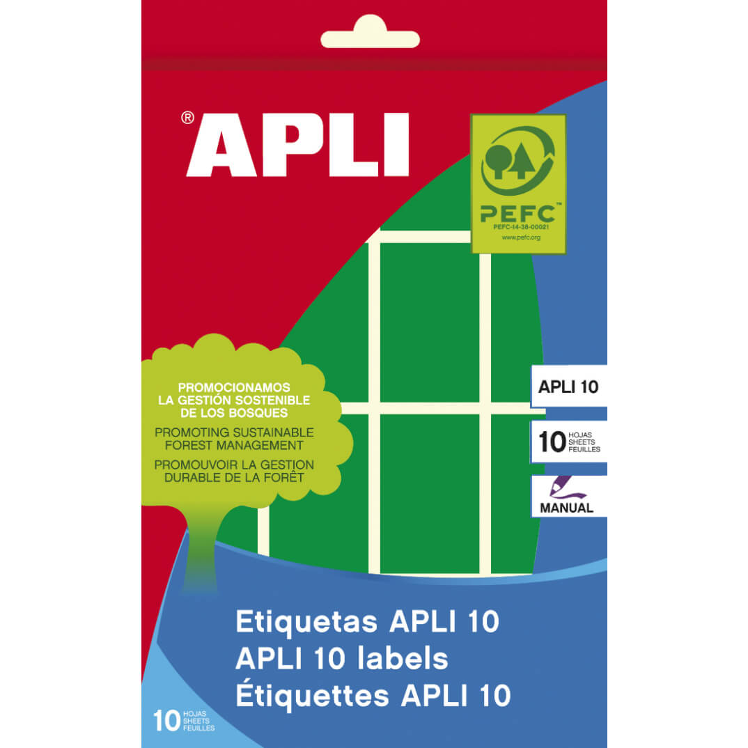 Sobre etiquetas adhesivas Apli-8 25x40mm verdes