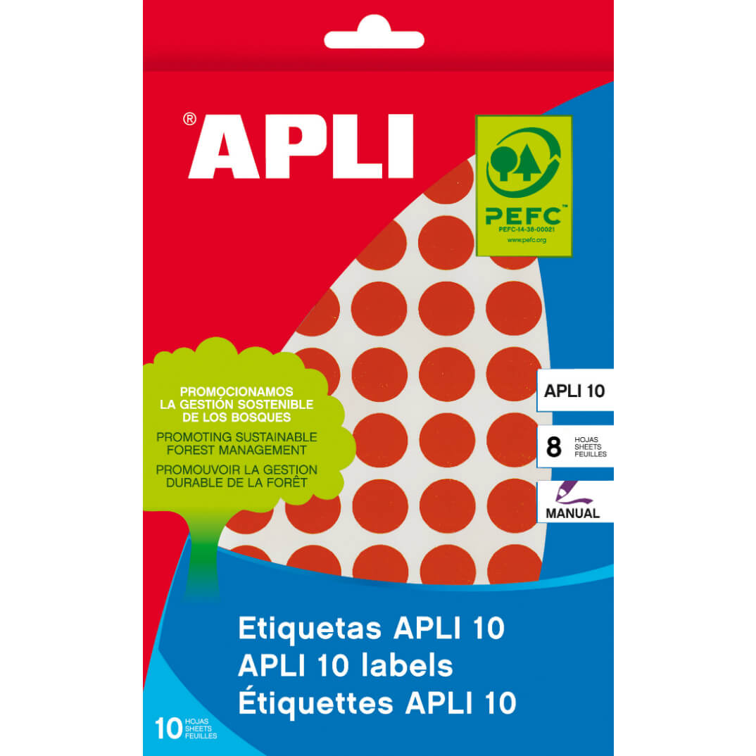 Sobre etiquetas adhesivas Apli-8 34x67mm rojas