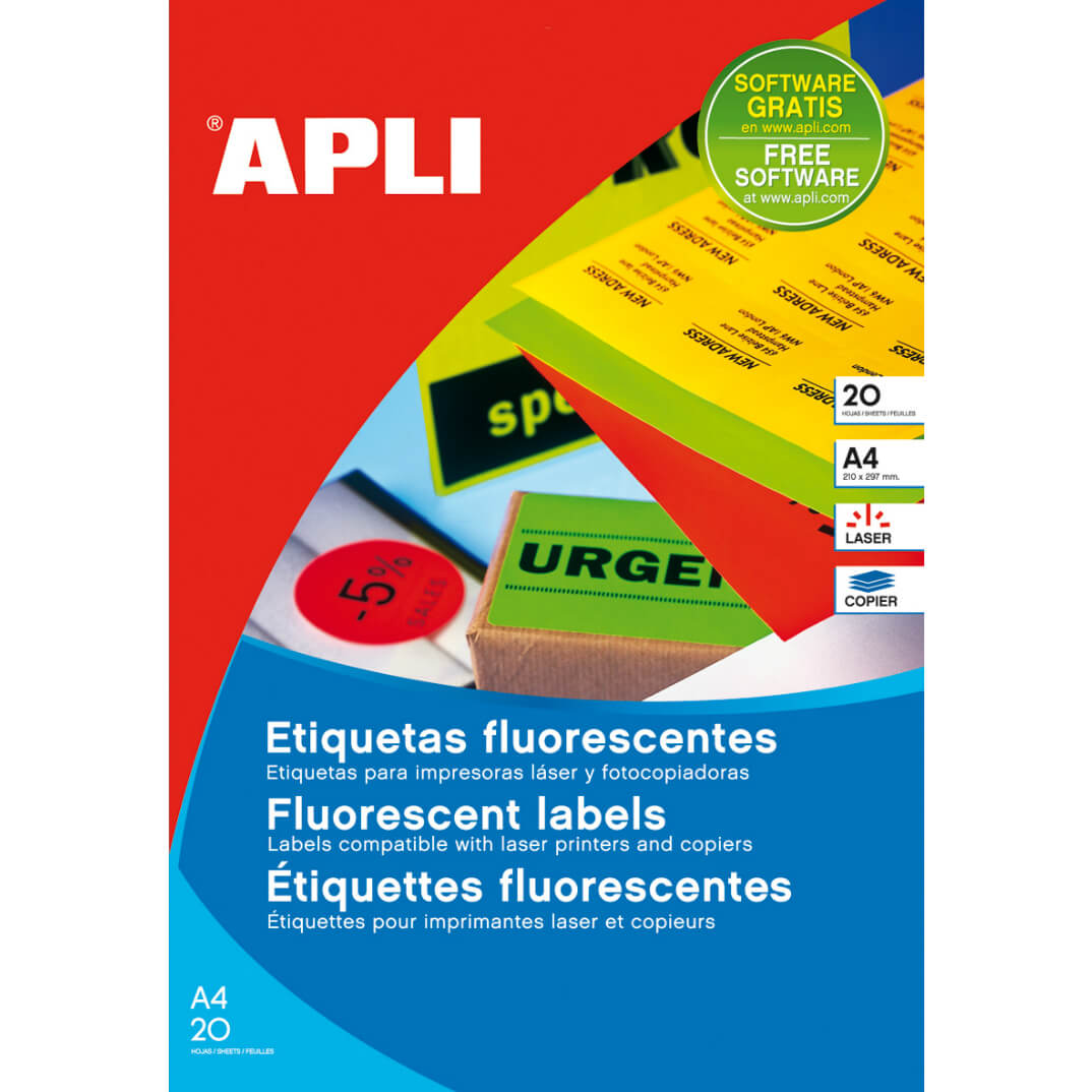 Etiquetas adhesivas A4 rojo fluorescente