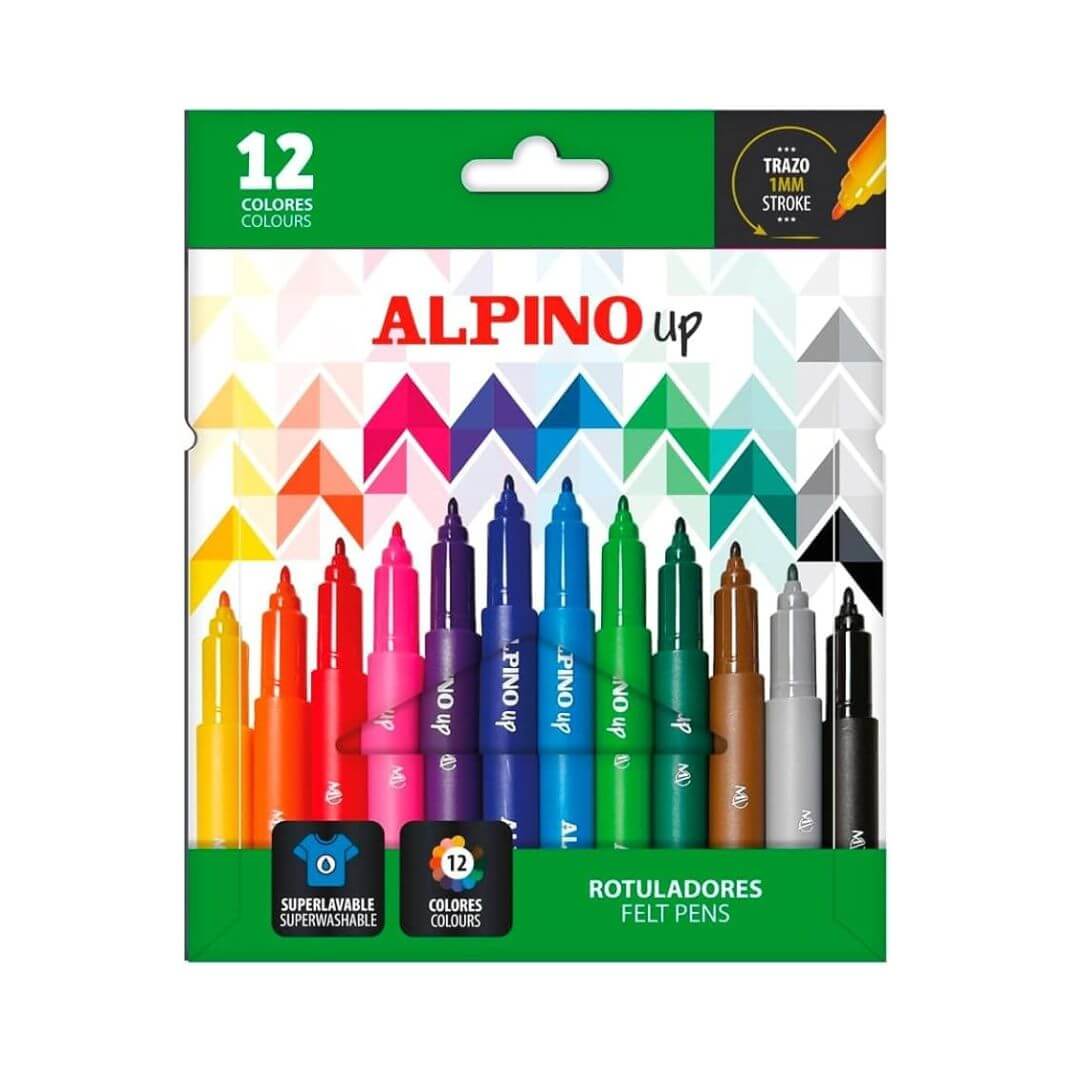 Caixa 12 retoladors Alpino Up punta 1mm assortits