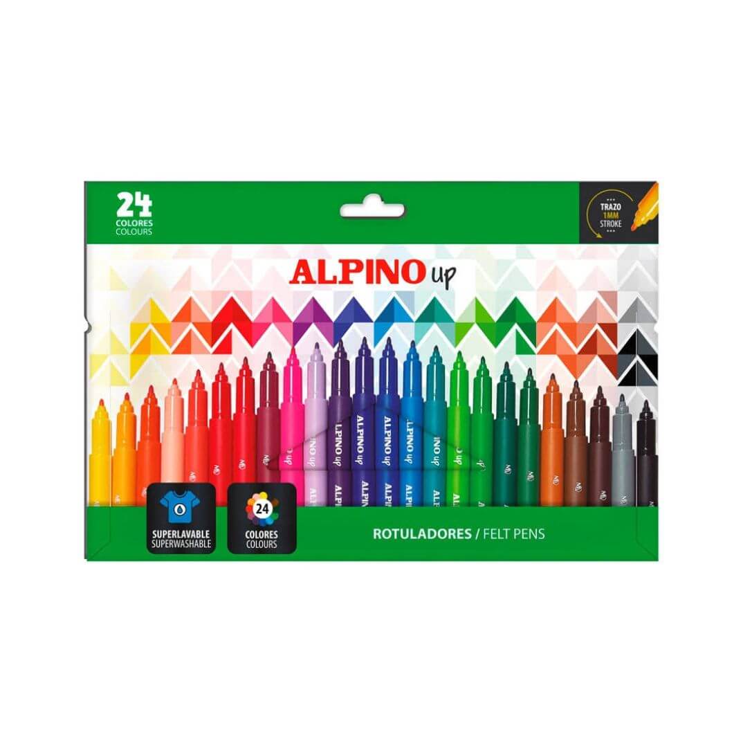 Caja 24 rotuladores Alpino Up punta 1mm surtidos