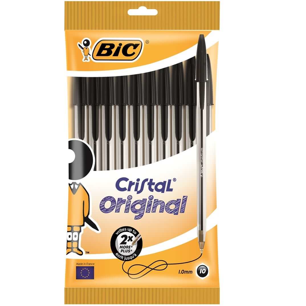 Bolsa 10 bolígrafos Bic Cristal negro