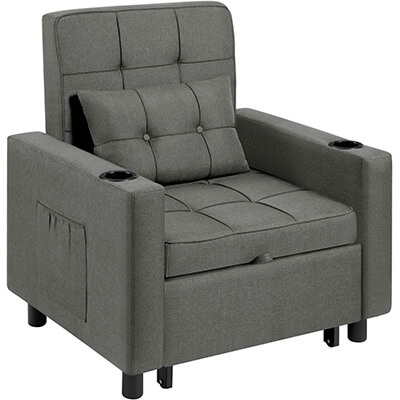 Sofá cama 1 plaza tapizado gris