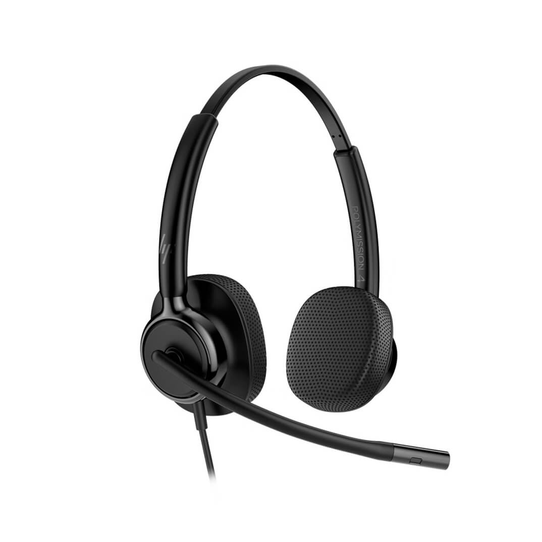 Auricular cable POLY biaural almohadilla piel