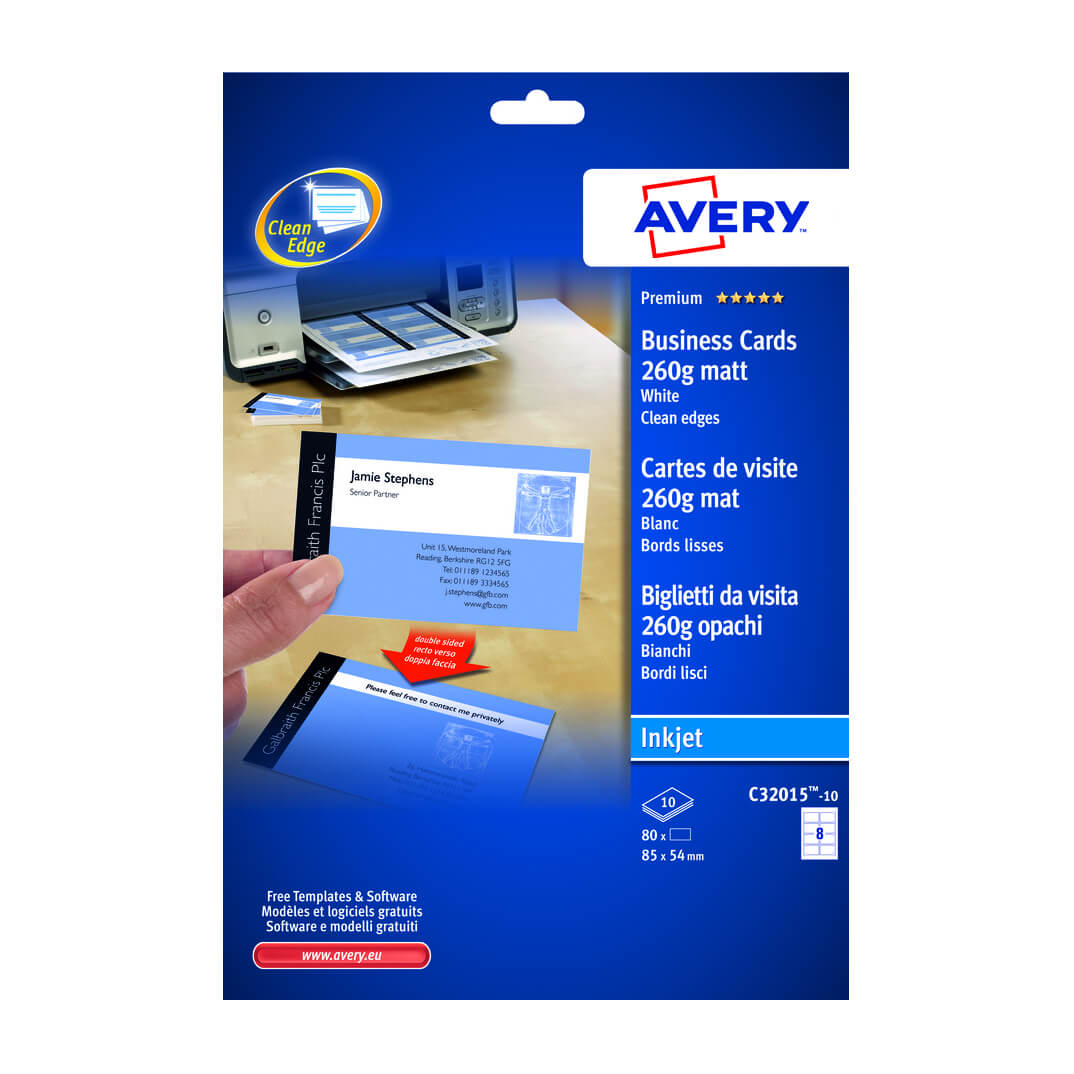 Paquete 80 tarjetas Avery 220g