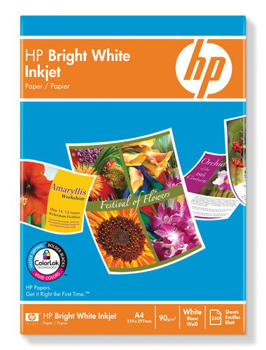 HP papel blanco brillante A4 90g 250 hojas