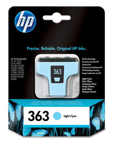 Cartucho de tinta original HP 363 cian claro
