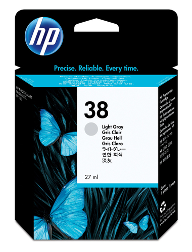 Cartucho tinta original HP 38 pigment. gris claro