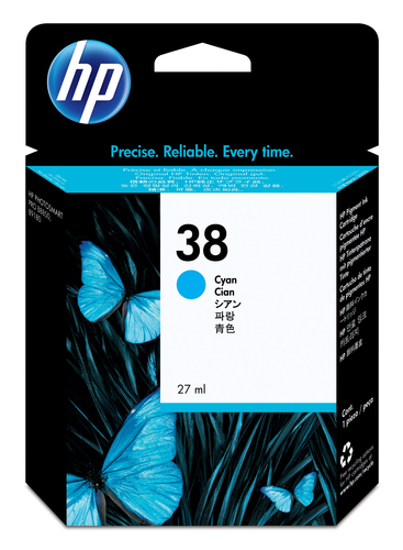 Cartucho de tinta original HP 38 pigment. cian