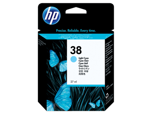 Cartucho tinta original HP 38 pigment. cian claro