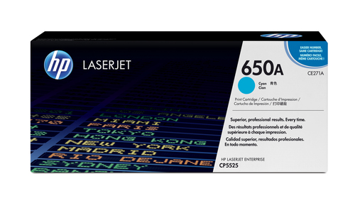 Cartucho de tóner original LaserJet HP 650A cian
