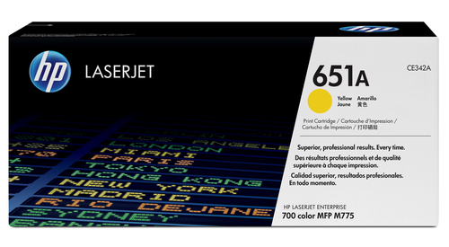 Cartutx tòner original LaserJet HP 651A groc