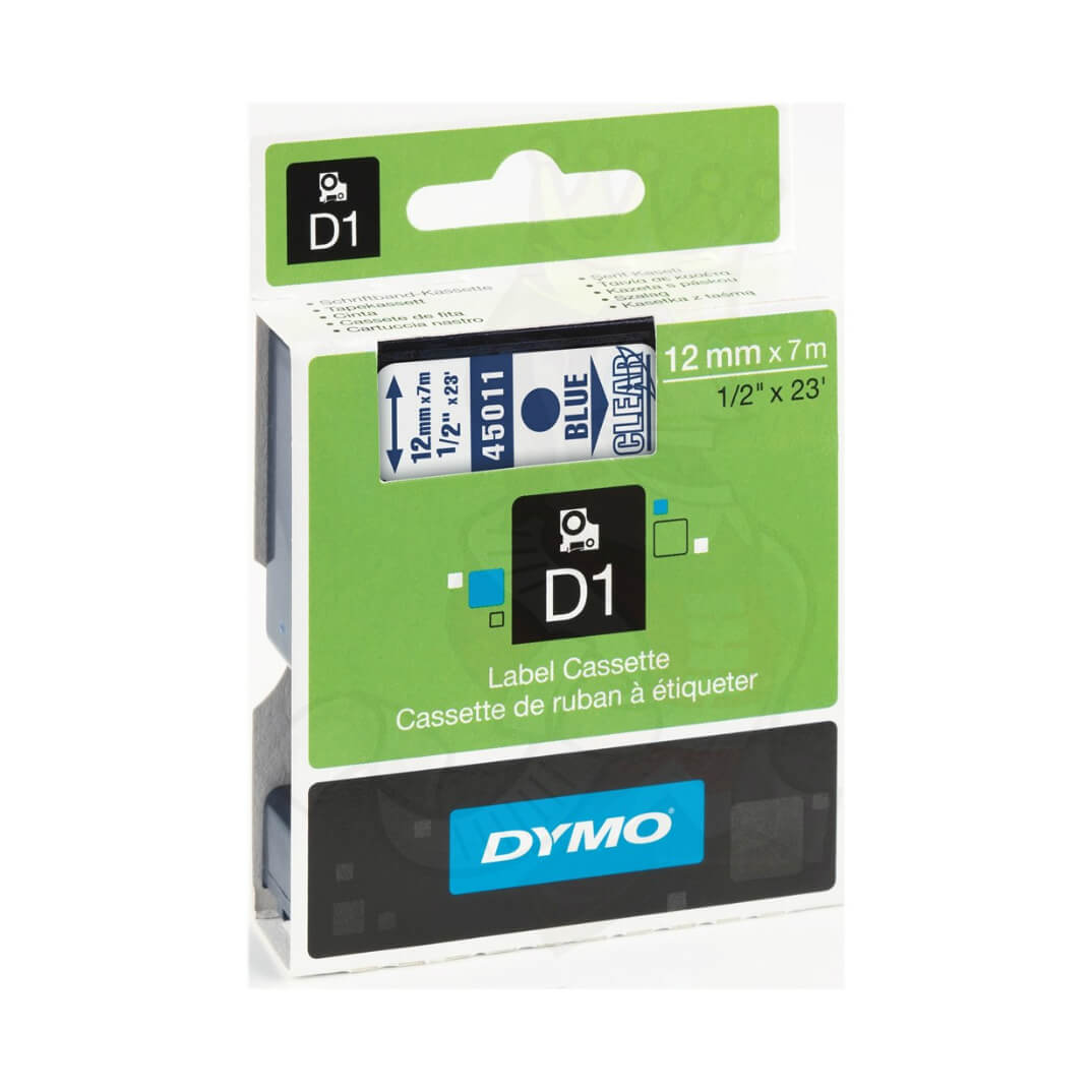 Cinta Dymo D1 12mm azul/transparente