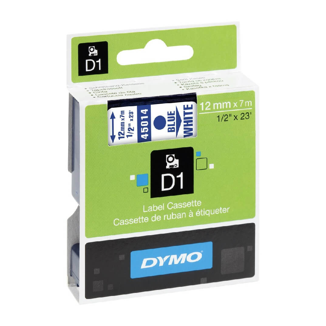 Cinta Dymo D1 12mm azul/blanco