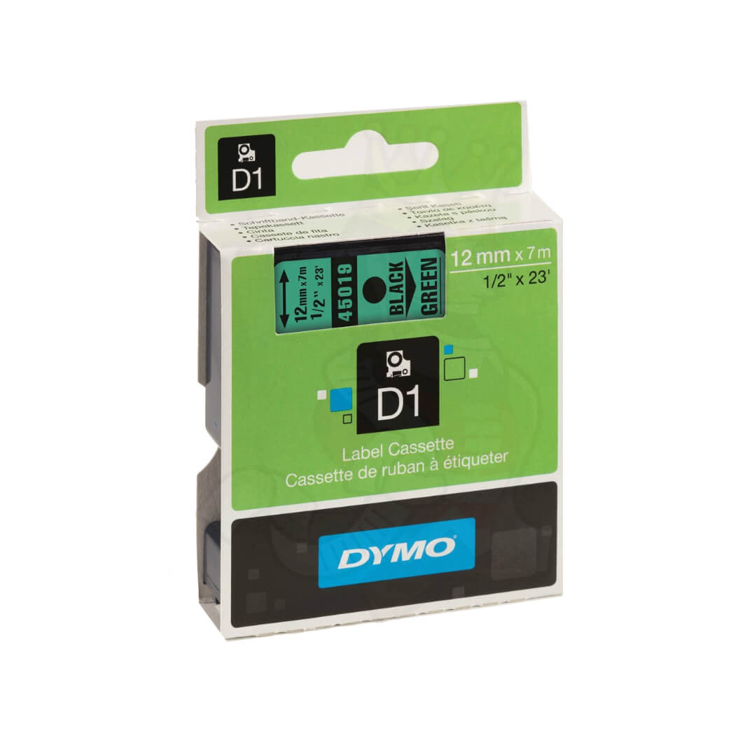 Cinta Dymo D1 12mm negro/verde