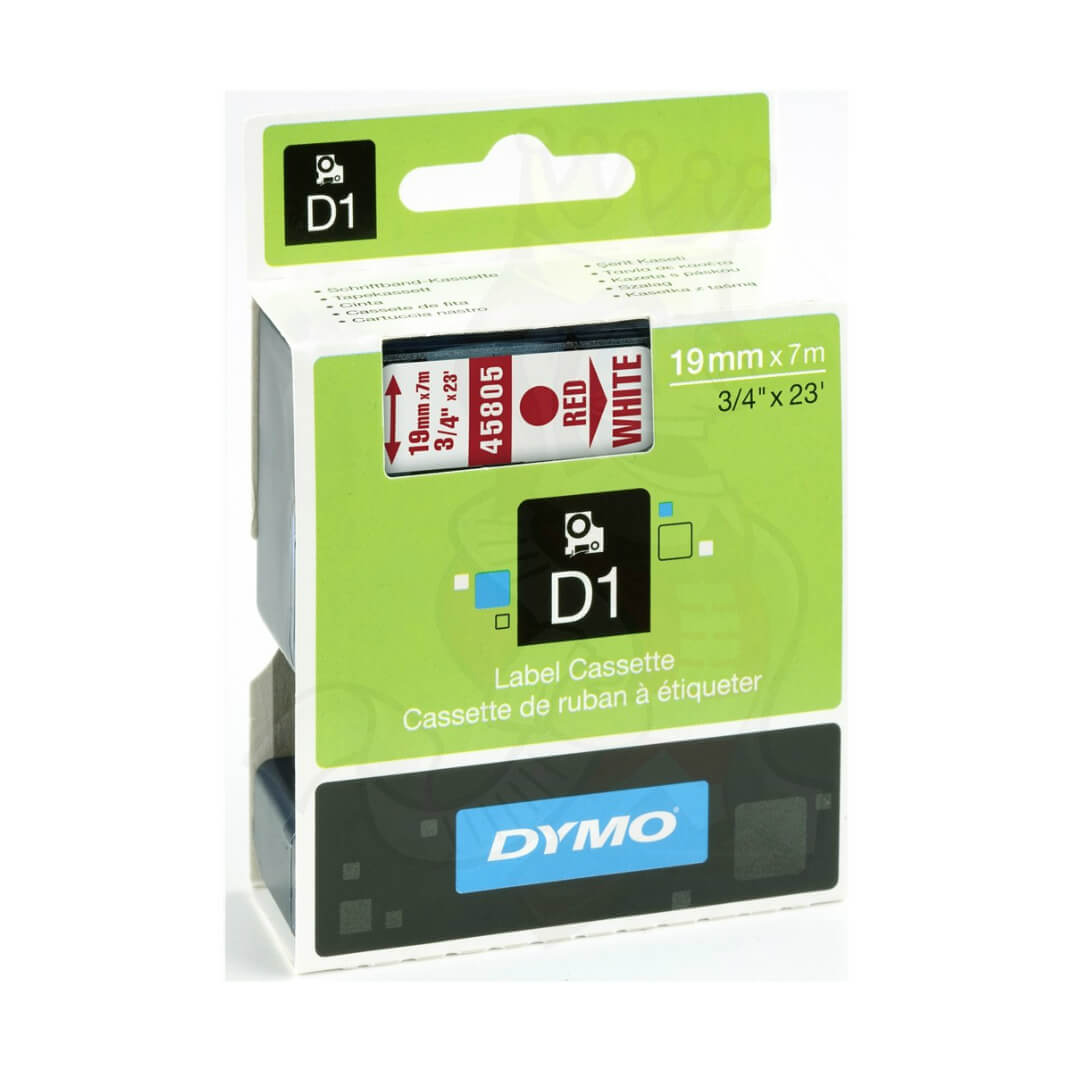 Cinta Dymo D1 19mm rojo/blanco