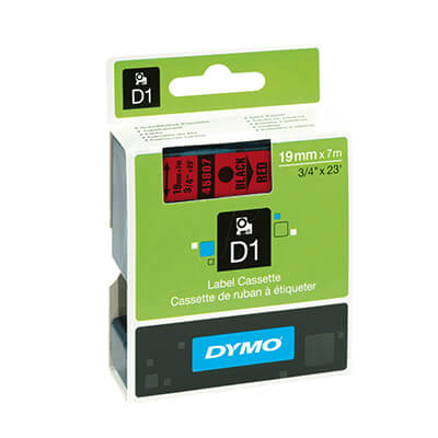 Cinta Dymo D1 19mm negro/rojo