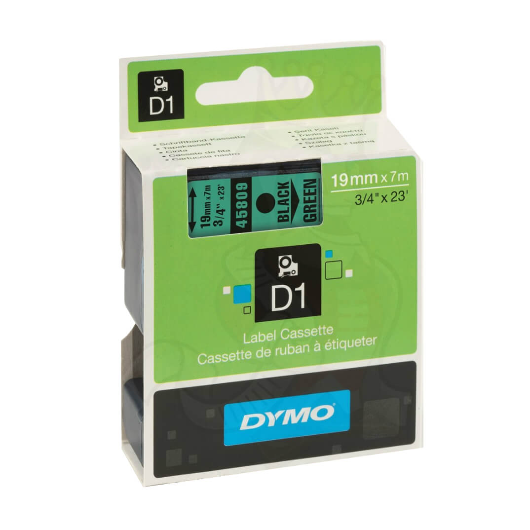 Cinta Dymo D1 19mm negro/verde