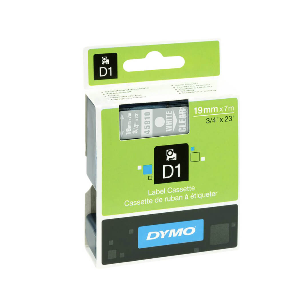 Cinta Dymo D1 19mm blanco/transparente
