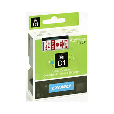 Cinta Dymo D1 24mm rojo/blanco