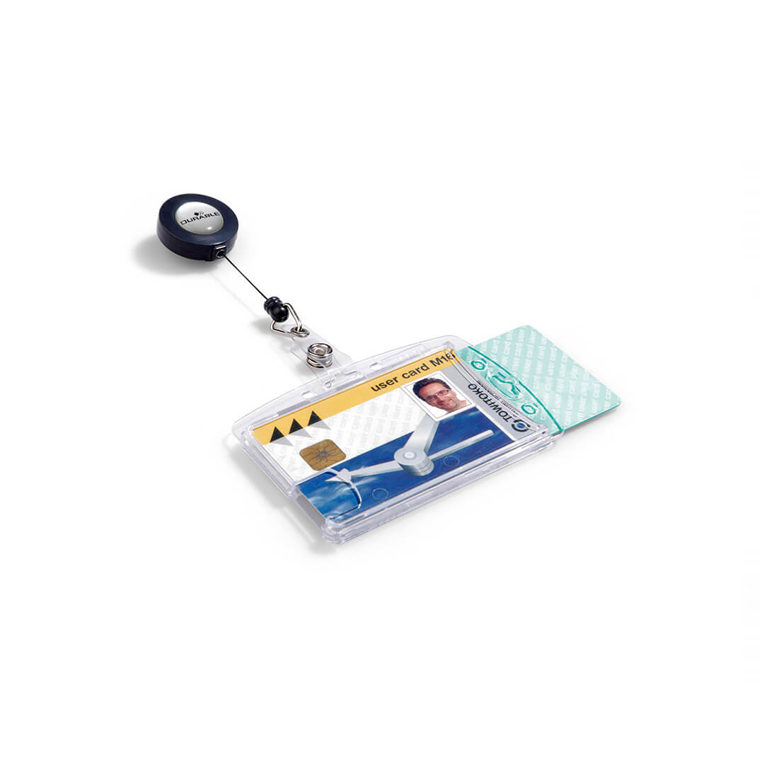 Identificador rígid doble amb cordó extensible