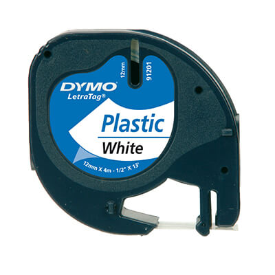Cinta Dymo tag plástico blanco perla