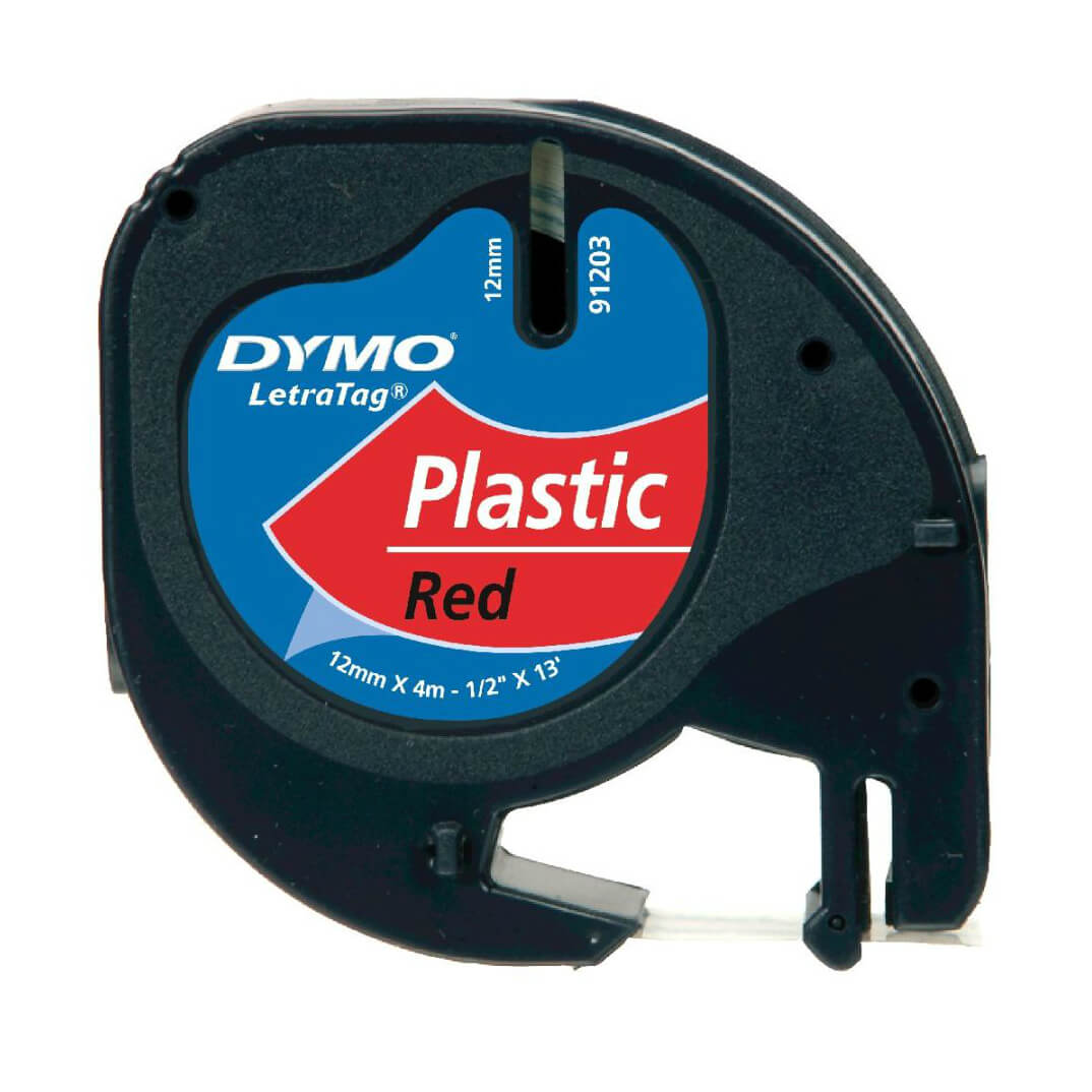 Cinta Dymo tag plástico rojo