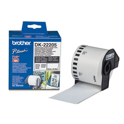 Etiqueta de papel térmico Brother blanca DK22205