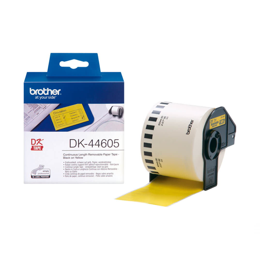 Etiqueta papel removible Brother amarilla DK44605