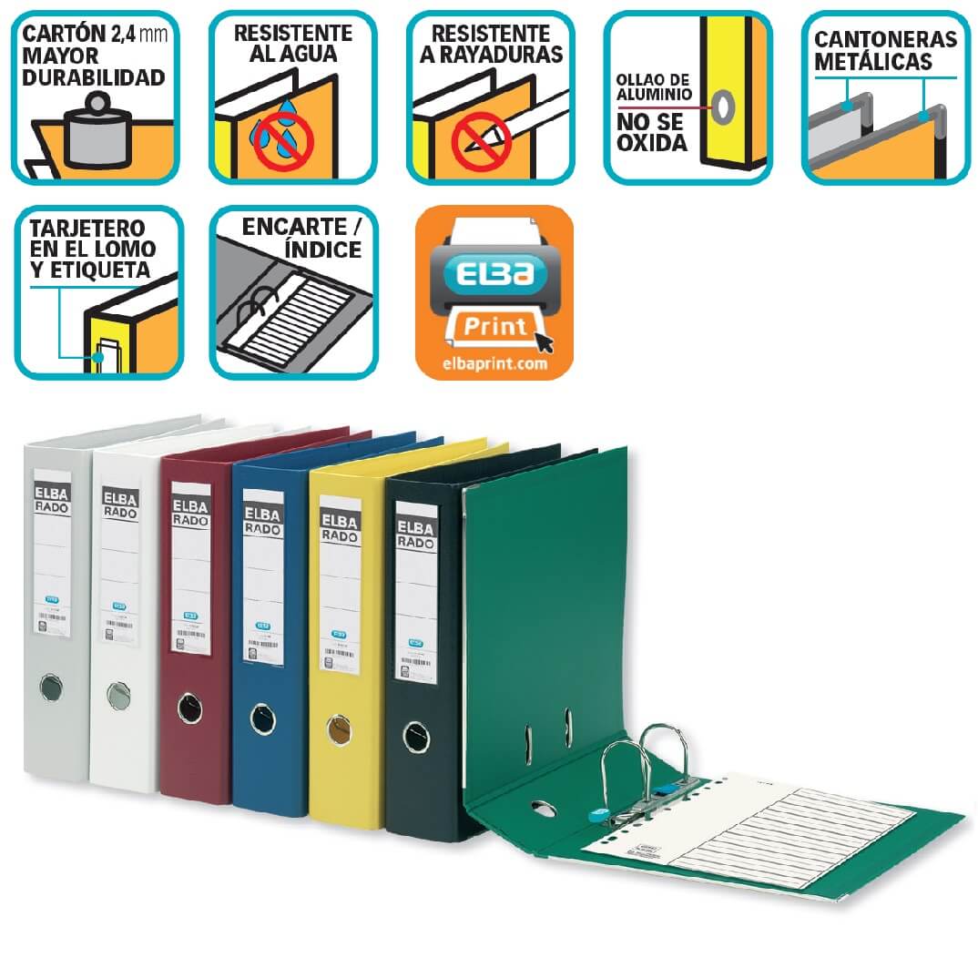 Archivador A4 ancho verde con tarjetero