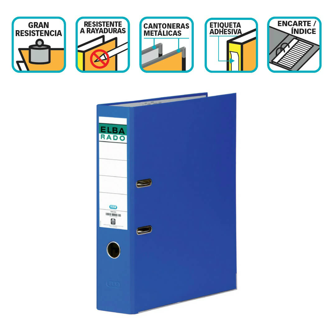 Archivador Folio ancho azul con rado