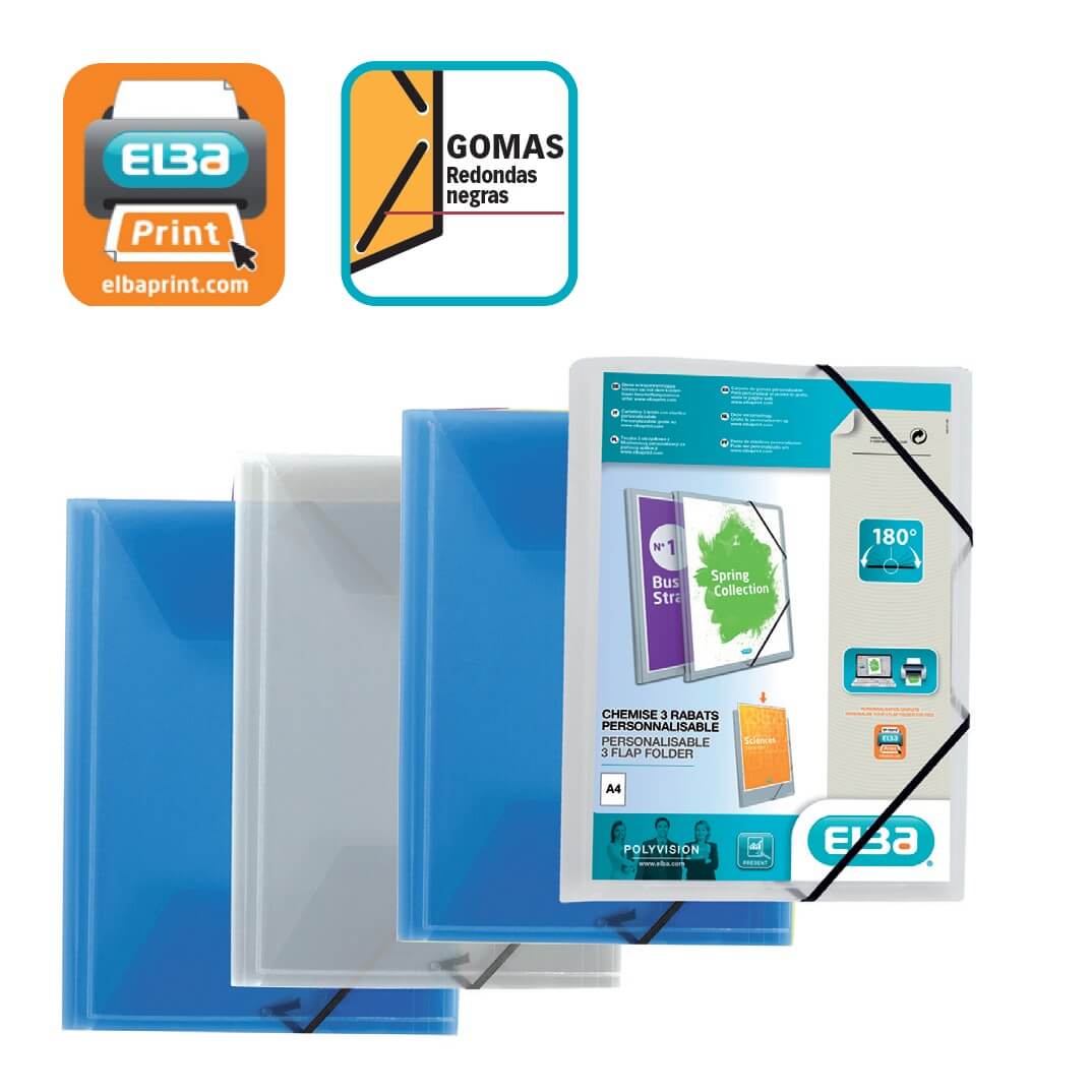 Carpeta gomes A4 cangur 3 solapes transparent