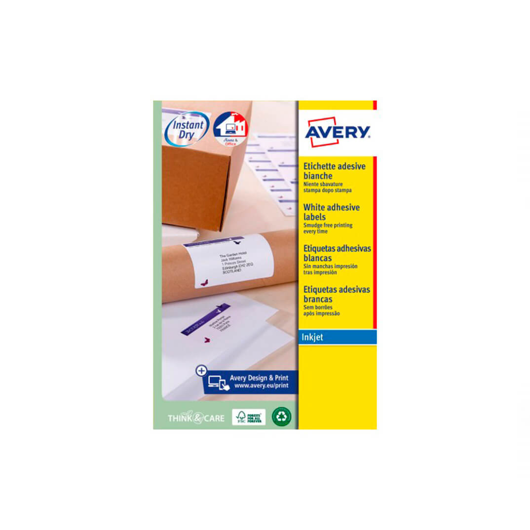 Etiquetas Avery A4 ink-jet 99,1x67,7 blancas