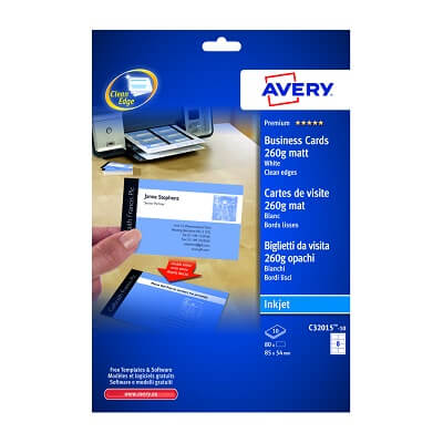 Paquete tarjetas de visita Avery láser