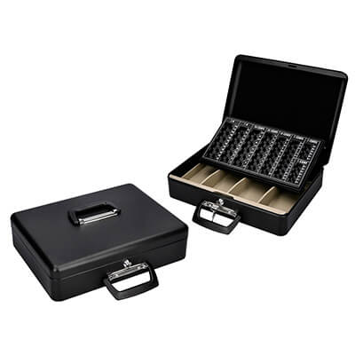 Caja caudales 14,5"con portamonedas y bandeja