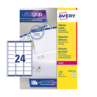 Etiquetas Avery A4 láser 63,5x34 blancas