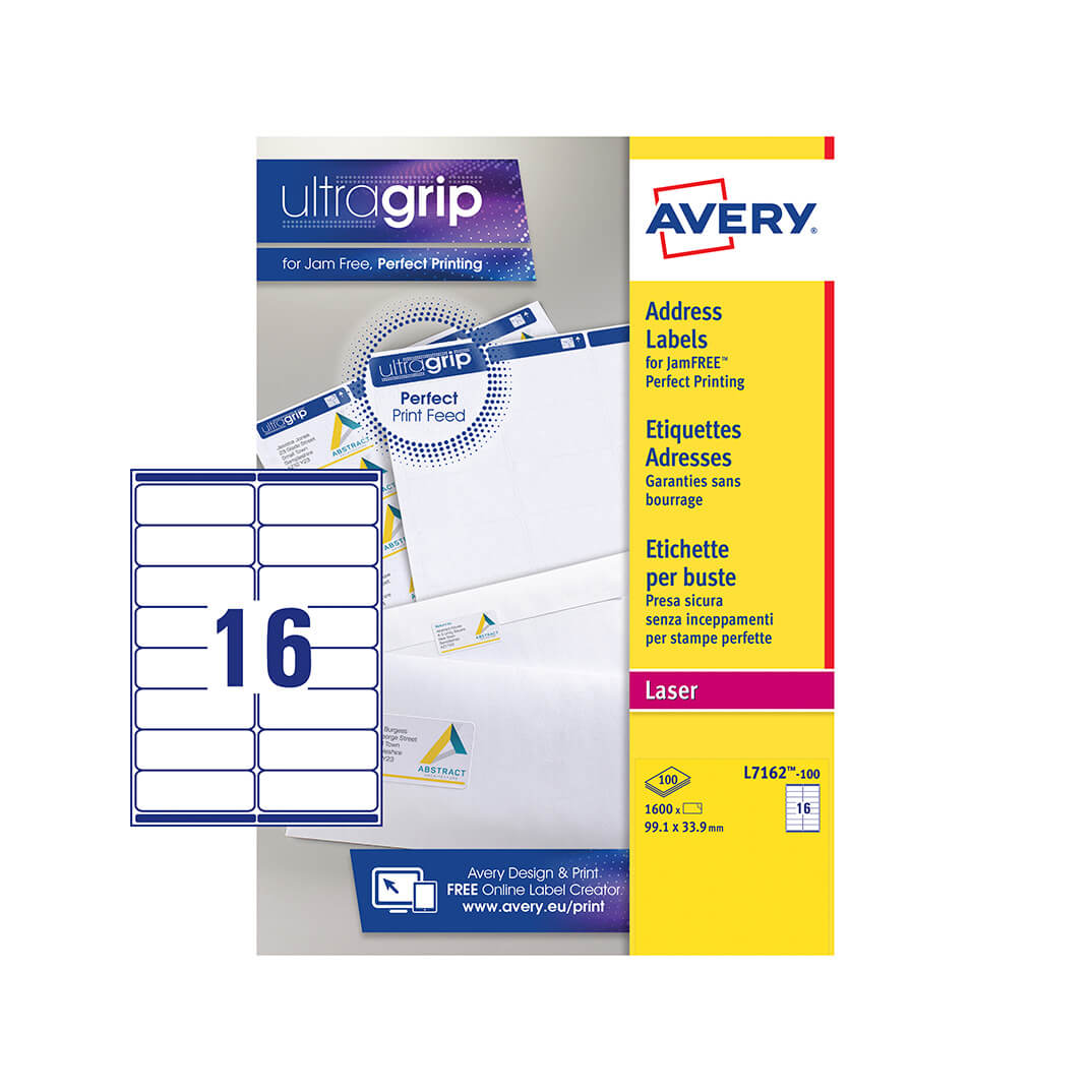 Etiquetas Avery A4 láser 99,1x34 blancas